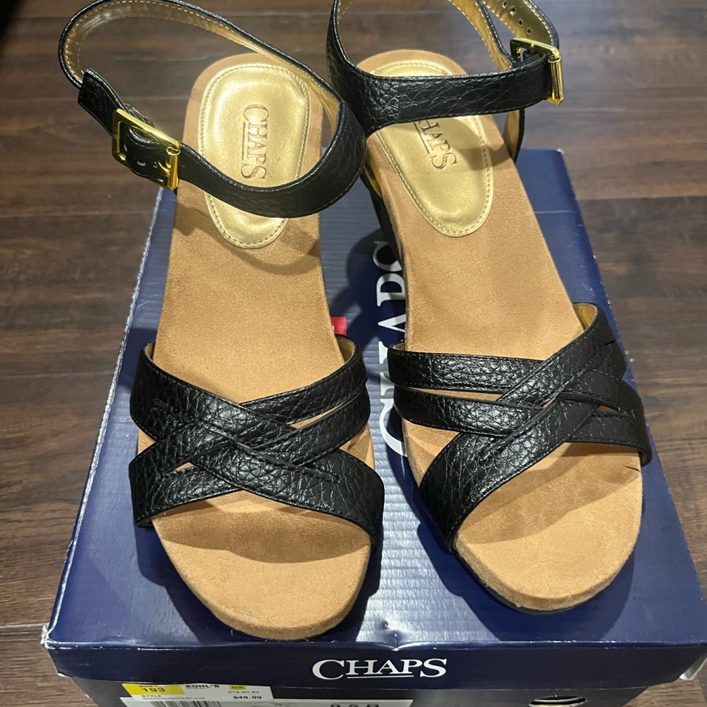 Chaps Reine Wedge Sandal 9.5 NIB